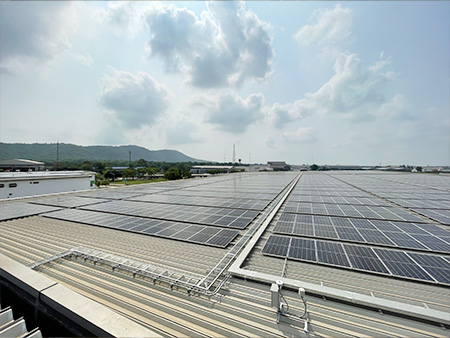 Installation of solar panels on factory roof