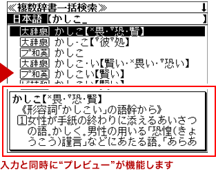 入力と同時に"プレビュー"が機能します