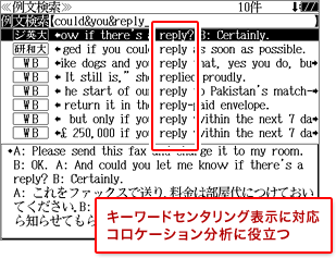 キーワードセンタリング表示に対応 コロケーション分析に役立つ