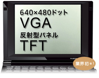 640×480ドット VGA　反射型パネル TFT 業界初※1