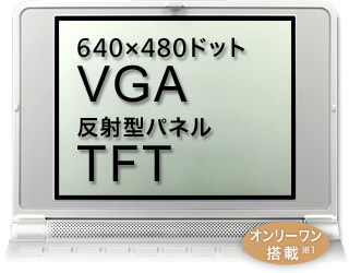 640×480ドット VGA　反射型パネル TFT オンリーワン搭載※1