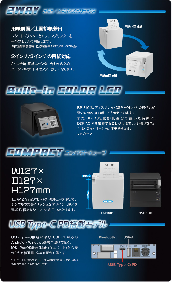高速印字、コンパクトキューブ、USB type-C　PD搭載モデル